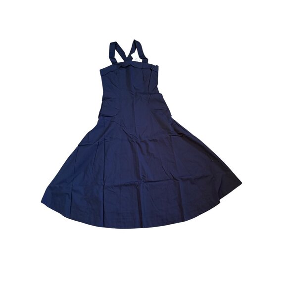 Banana Republic Navy Poplin Cross-Back Midi Dress Size 0 New With Tags - Picture 2 of 7